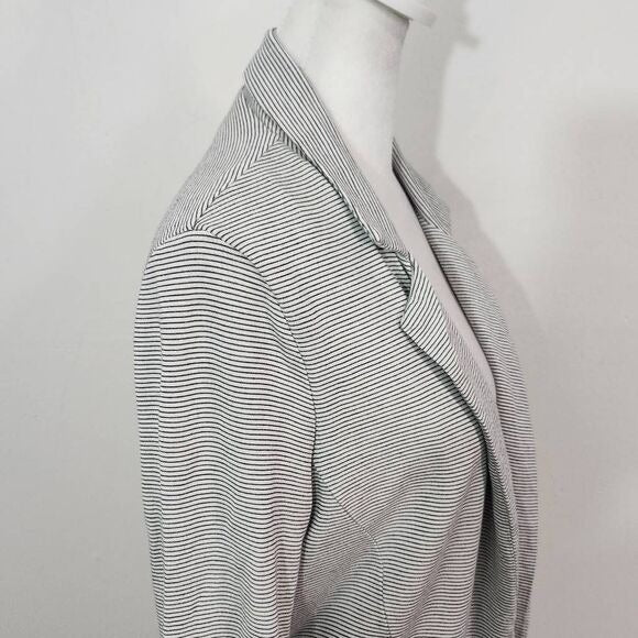 Bordeaux Stripe Knit Blazer Size XS Preppy Gray and White Knit Jacket