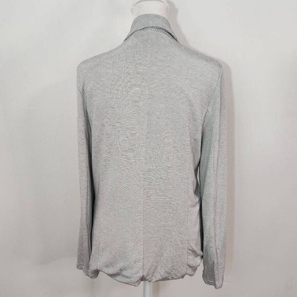 Bordeaux Stripe Knit Blazer Size XS Preppy Gray and White Knit Jacket