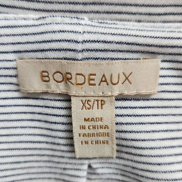 Bordeaux Stripe Knit Blazer Size XS Preppy Gray and White Knit Jacket