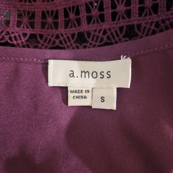 A. Moss Burgundy Lace Long Sleeve Top Size Small Oxblood Lace Top