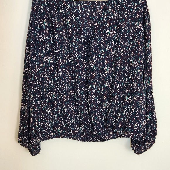 Nine Britton Navy Floral Surplice Top Size 2X NWT