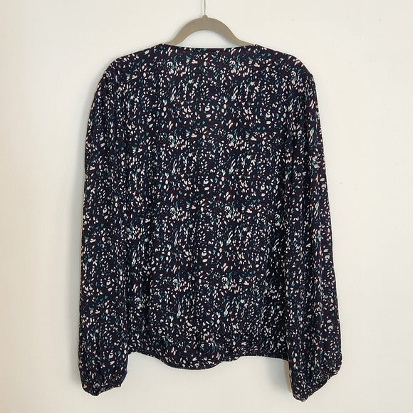 Nine Britton Navy Floral Surplice Top Size 2X NWT