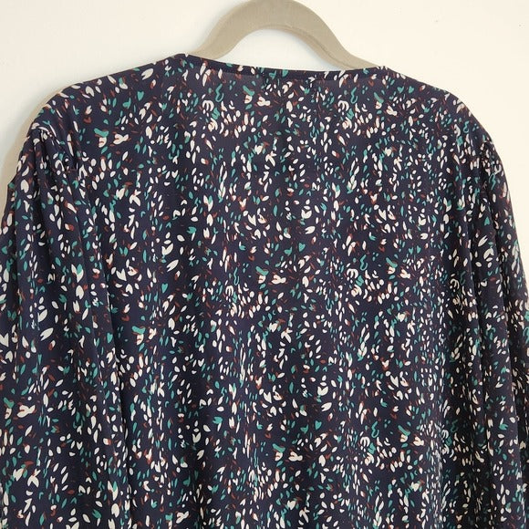 Nine Britton Navy Floral Surplice Top Size 2X NWT