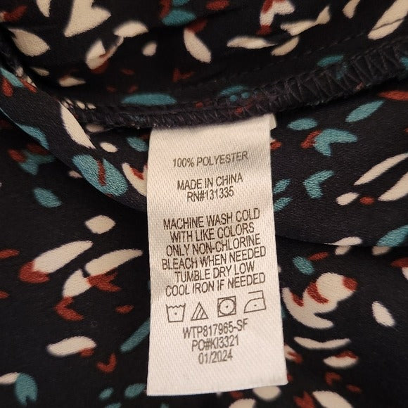 Nine Britton Navy Floral Surplice Top Size 2X NWT