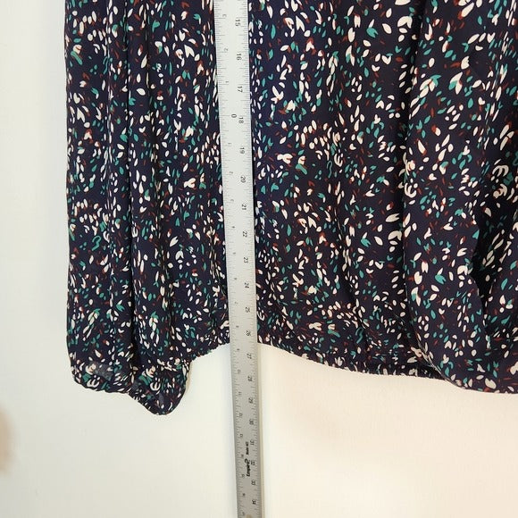 Nine Britton Navy Floral Surplice Top Size 2X NWT