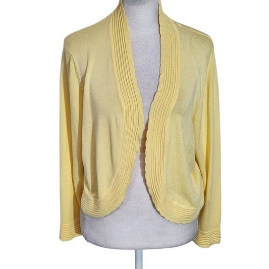 Jessica Howard Yellow Open Front Cropped Cardigan NWT Size XL Yellow Sweater