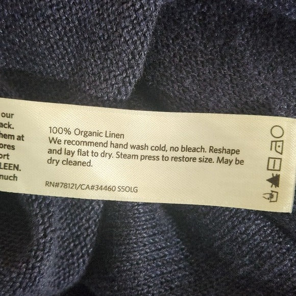 Eileen Fisher Navy Organic Linen Knit Top Size Small