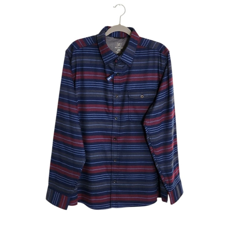 George Navy Striped Flannel Button Down Shirt Size XL NWT