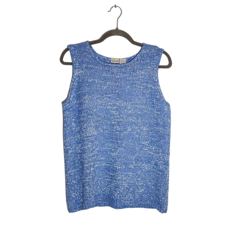 Linden Hill Blue & White Marled Knit Sweater Tank Top Size XL