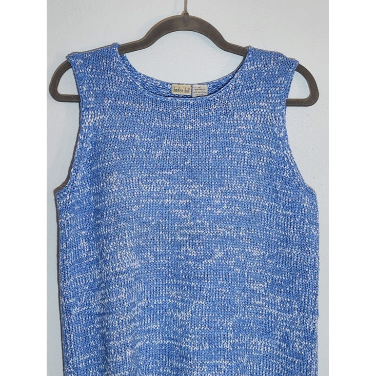 Linden Hill Blue & White Marled Knit Sweater Tank Top Size XL