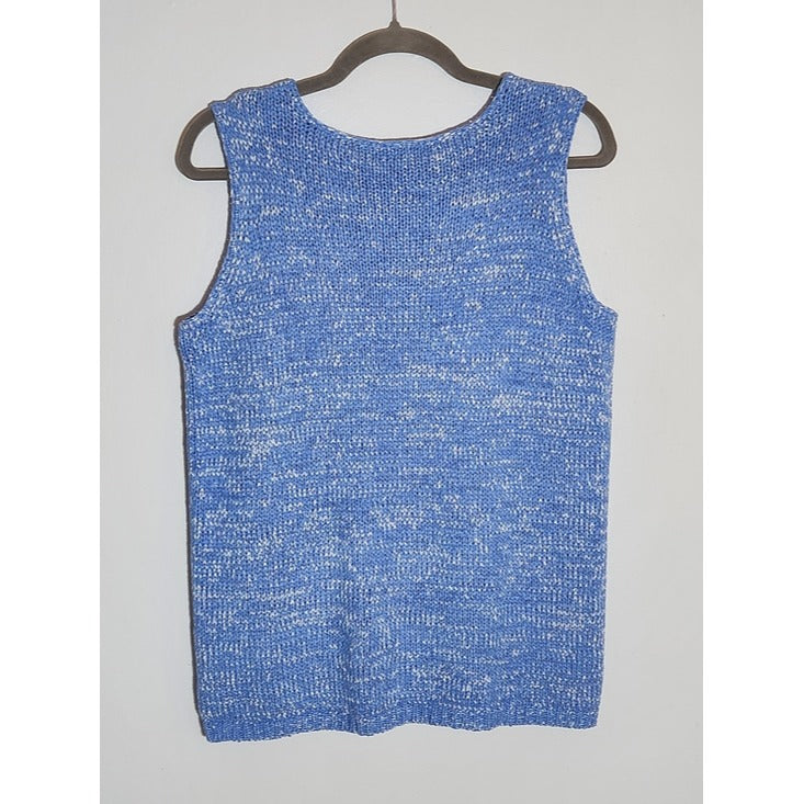 Linden Hill Blue & White Marled Knit Sweater Tank Top Size XL