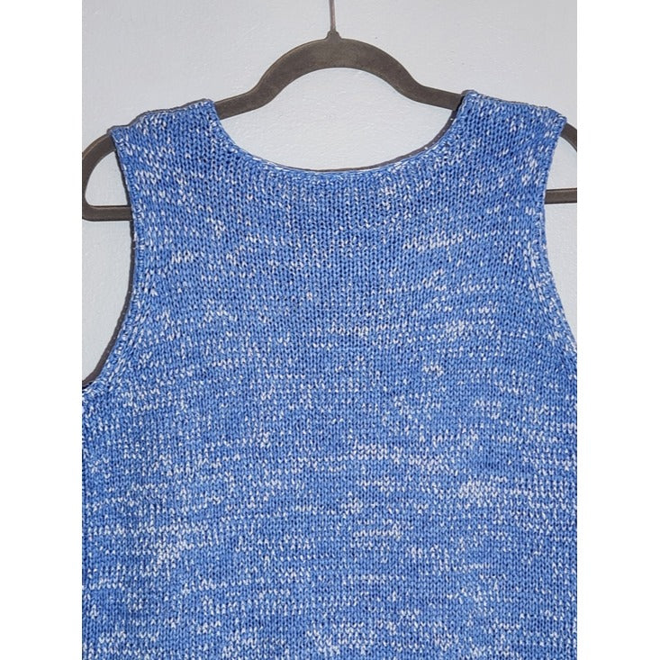 Linden Hill Blue & White Marled Knit Sweater Tank Top Size XL