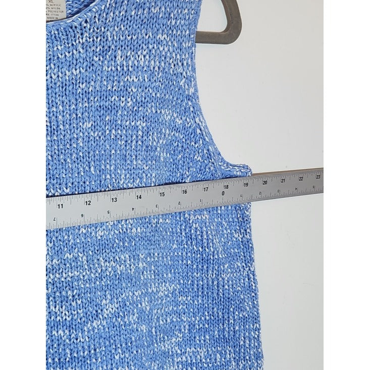 Linden Hill Blue & White Marled Knit Sweater Tank Top Size XL