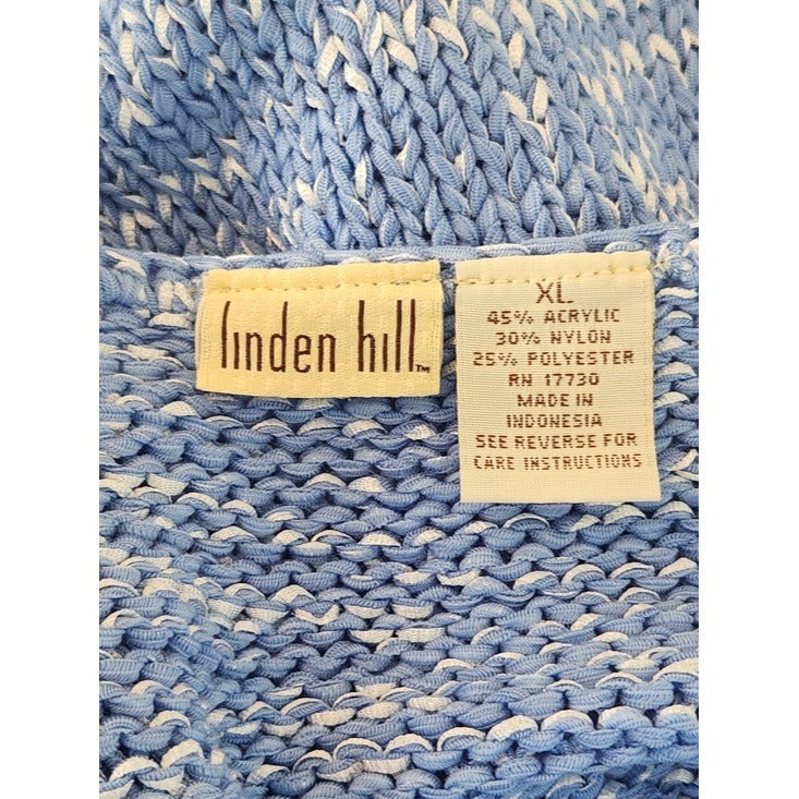 Linden Hill Blue & White Marled Knit Sweater Tank Top Size XL