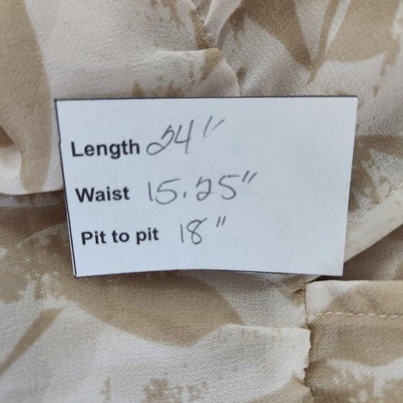 Cabi Tan Leaf Print Sheer Blouse Size Small Tan and White Sheer Top