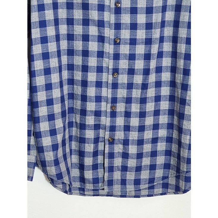 Vineyard Vines Mens Gray and Blue Check The Whale Shirt Size Medium Slim Fit