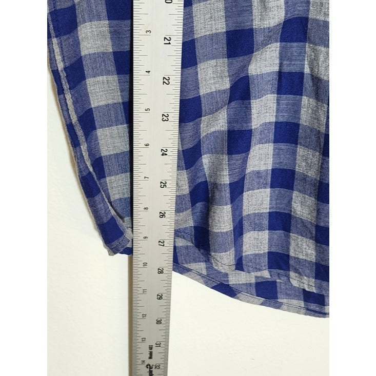 Vineyard Vines Mens Gray and Blue Check The Whale Shirt Size Medium Slim Fit