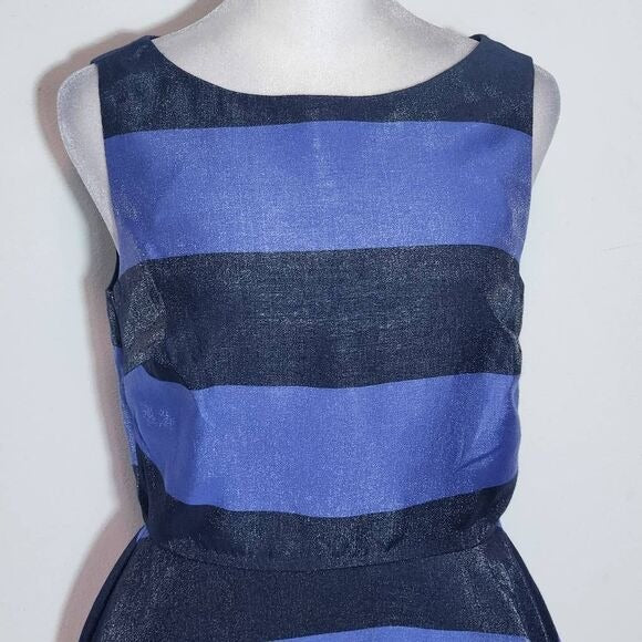 Banana Republic Navy and Blue Stripe Top with Peplum Size 0 Blue Blouse, New
