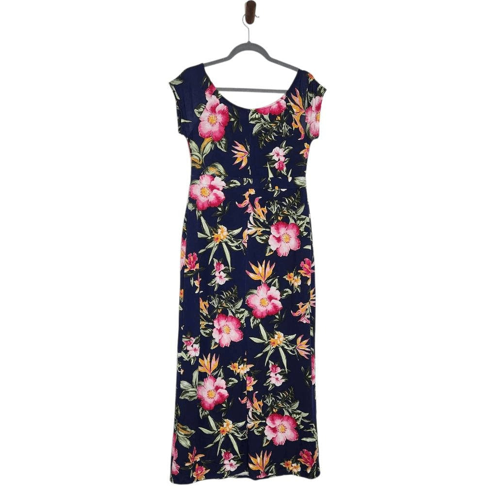 Derek Heart Navy Floral Maxi Dress with Shorts Underneath NWOT Size Large