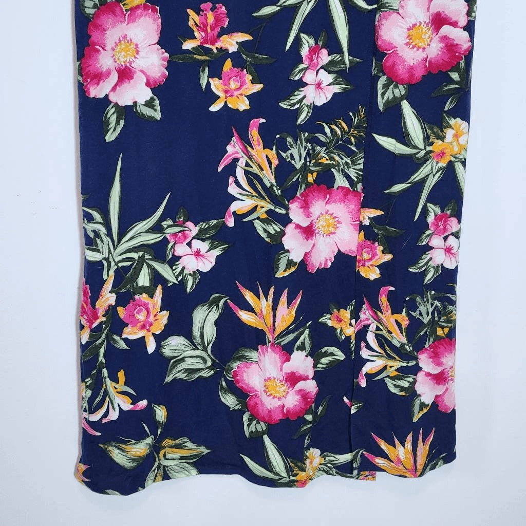 Derek Heart Navy Floral Maxi Dress with Shorts Underneath NWOT Size Large