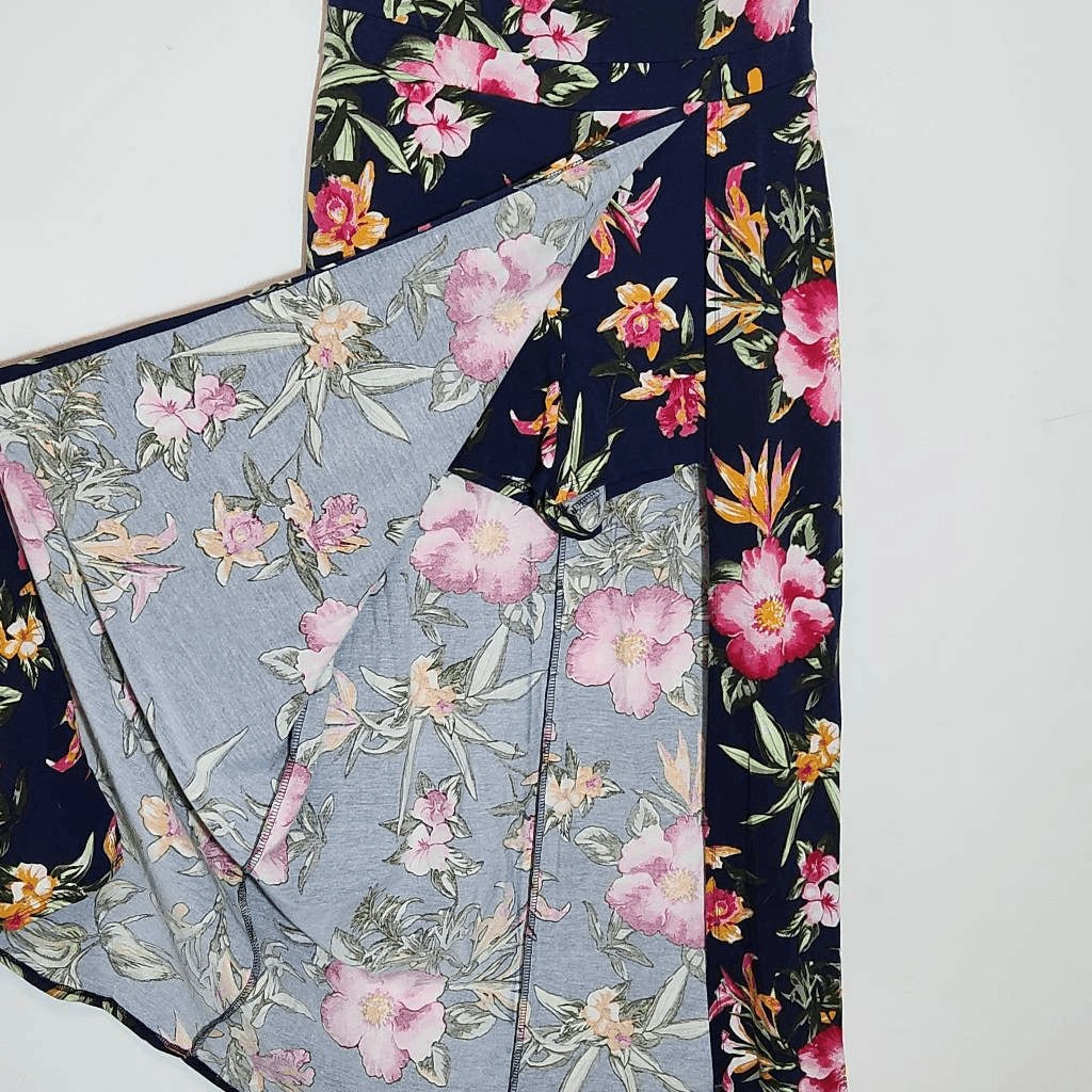Derek Heart Navy Floral Maxi Dress with Shorts Underneath NWOT Size Large