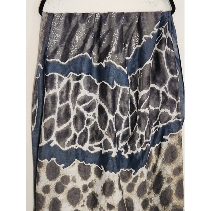 Blue and Gray Mixed Animal Print Scarf 34.5 x 70
