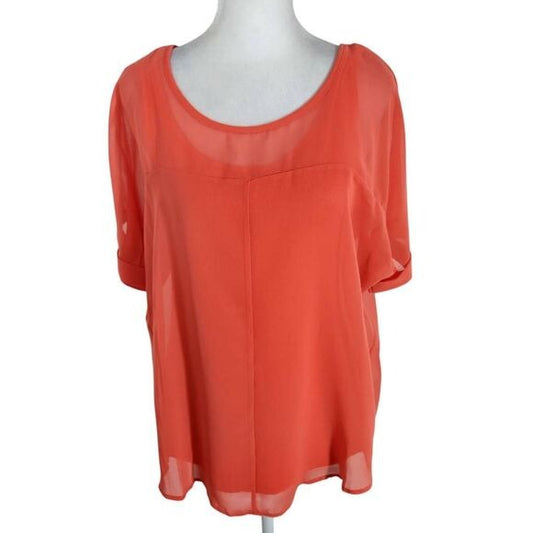 Worthington Coral Orange Layered Blouse Size Small, New