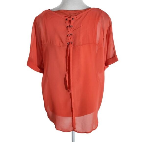 Worthington Coral Orange Layered Blouse Size Small, New