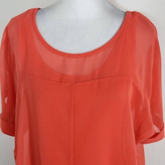 Worthington Coral Orange Layered Blouse Size Small, New