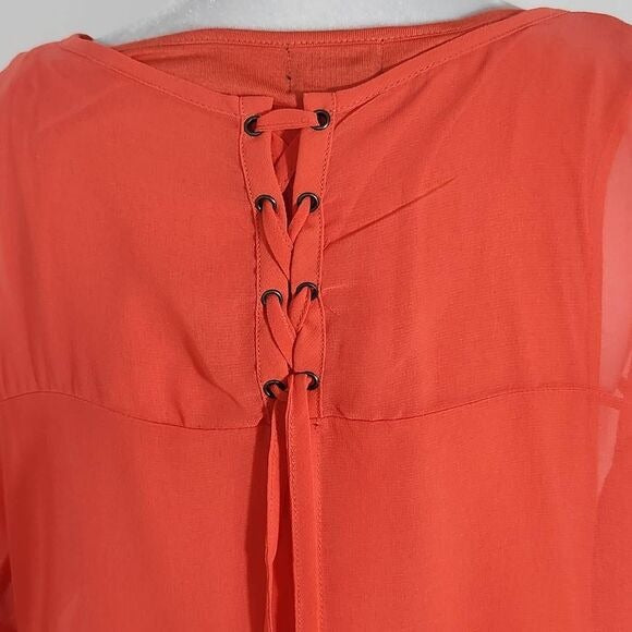 Worthington Coral Orange Layered Blouse Size Small, New