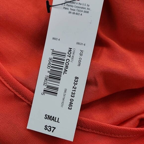 Worthington Coral Orange Layered Blouse Size Small, New