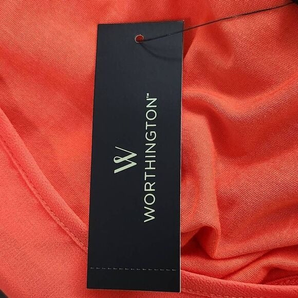 Worthington Coral Orange Layered Blouse Size Small, New