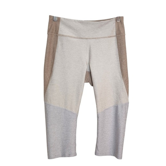 Outdoor Voices Tan and Gray Colorblock Capri Leggings Size Medium