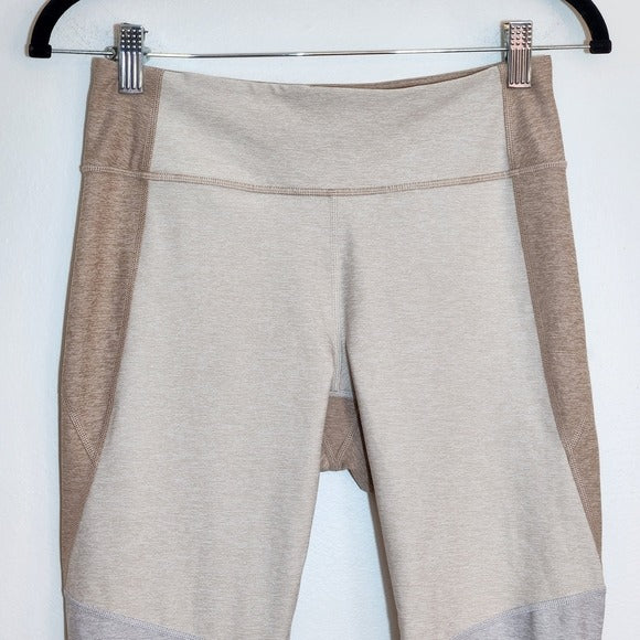 Outdoor Voices Tan and Gray Colorblock Capri Leggings Size Medium