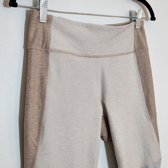 Outdoor Voices Tan and Gray Colorblock Capri Leggings Size Medium