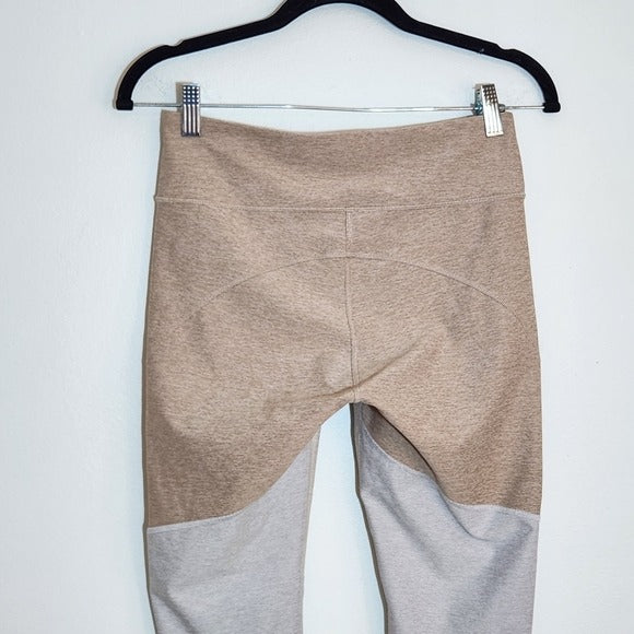 Outdoor Voices Tan and Gray Colorblock Capri Leggings Size Medium