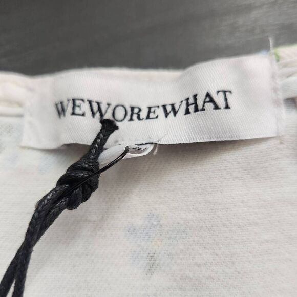 WeWoreWhat Blue Floral Cut Out Denim Mini Skirt Size Large Floral Jean Skirt, New