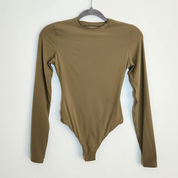 SKIMS Olive Green Long Sleeve Bodysuit Size Small