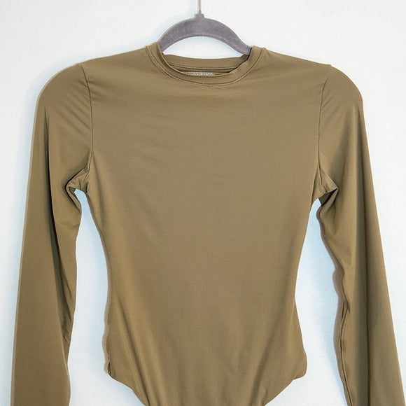 SKIMS Olive Green Long Sleeve Bodysuit Size Small