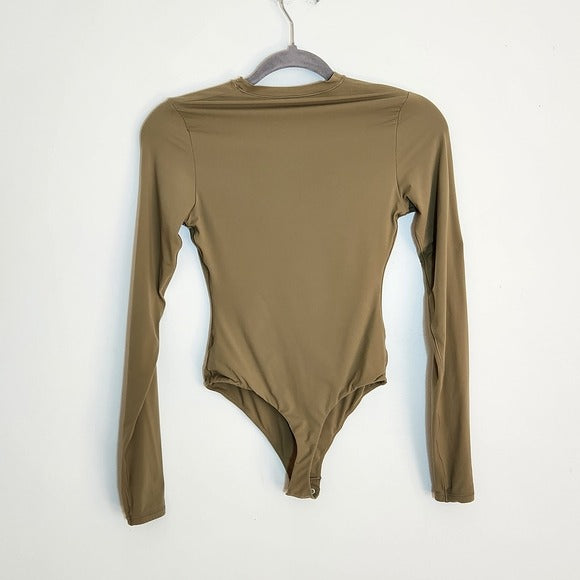 SKIMS Olive Green Long Sleeve Bodysuit Size Small