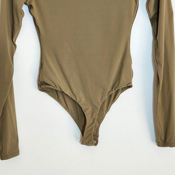 SKIMS Olive Green Long Sleeve Bodysuit Size Small