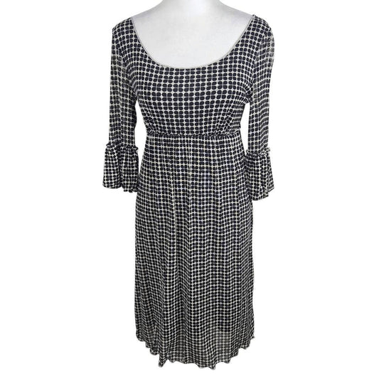 Max Studio Black Print Mesh Empire Waist Dress Size Small Graphic Print Dress