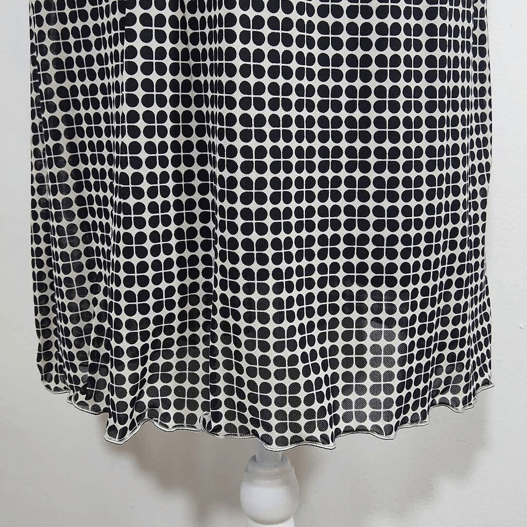 Max Studio Black Print Mesh Empire Waist Dress Size Small Graphic Print Dress