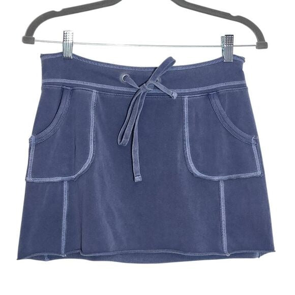 Gap Blue T-Shirt Knit Mini Skirt with Raw Edge Detail Size XS Pull-on Mini Skirt
