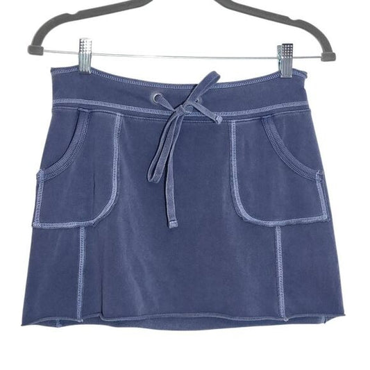 Gap Blue T-Shirt Knit Mini Skirt with Raw Edge Detail Size XS Pull-on Mini Skirt