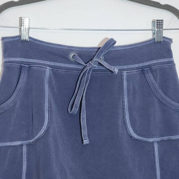 Gap Blue T-Shirt Knit Mini Skirt with Raw Edge Detail Size XS Pull-on Mini Skirt