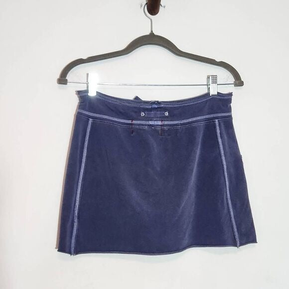 Gap Blue T-Shirt Knit Mini Skirt with Raw Edge Detail Size XS Pull-on Mini Skirt