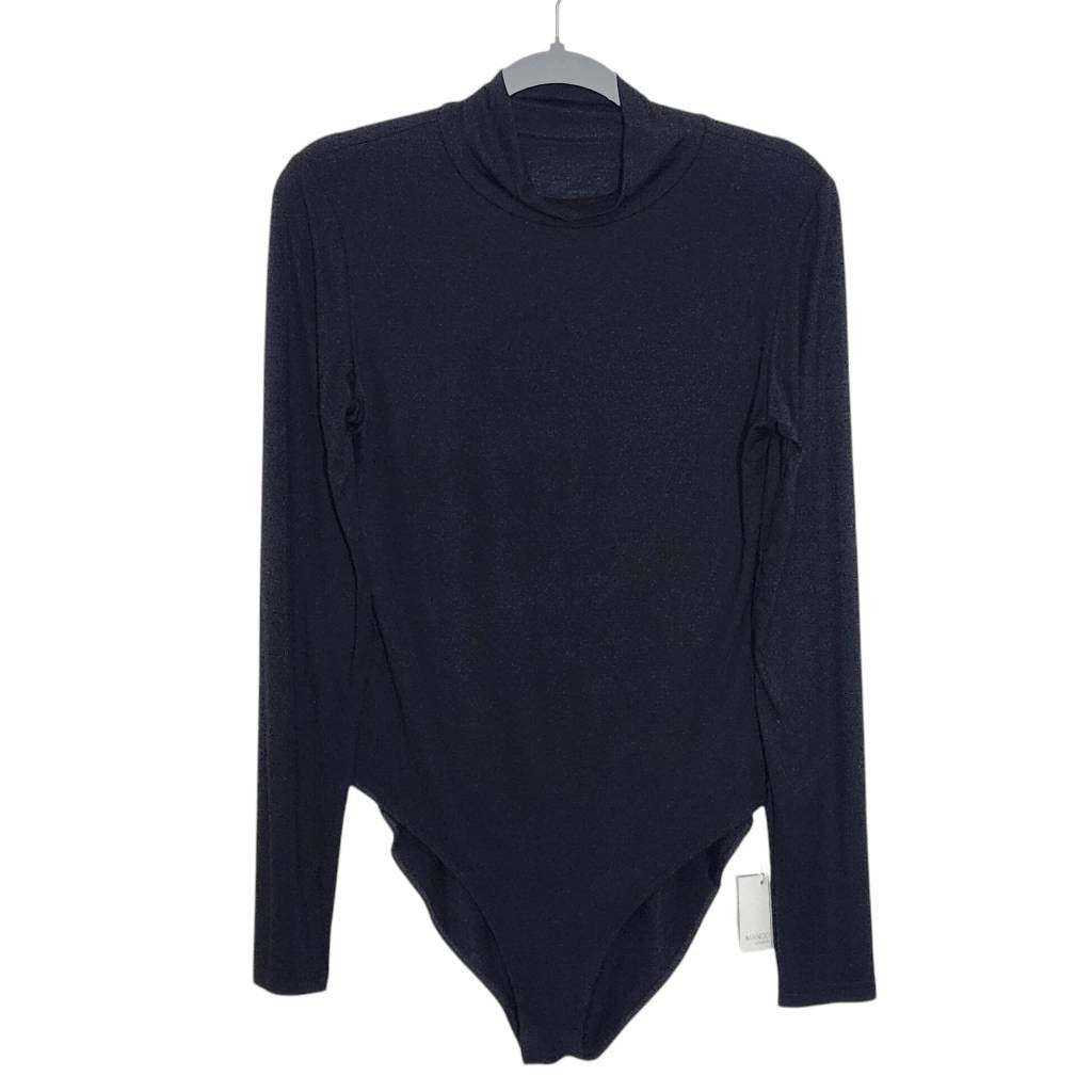 Mango Pop Black Long Sleeve Turtleneck Bodysuit NWT Size Large Black Bodysuit