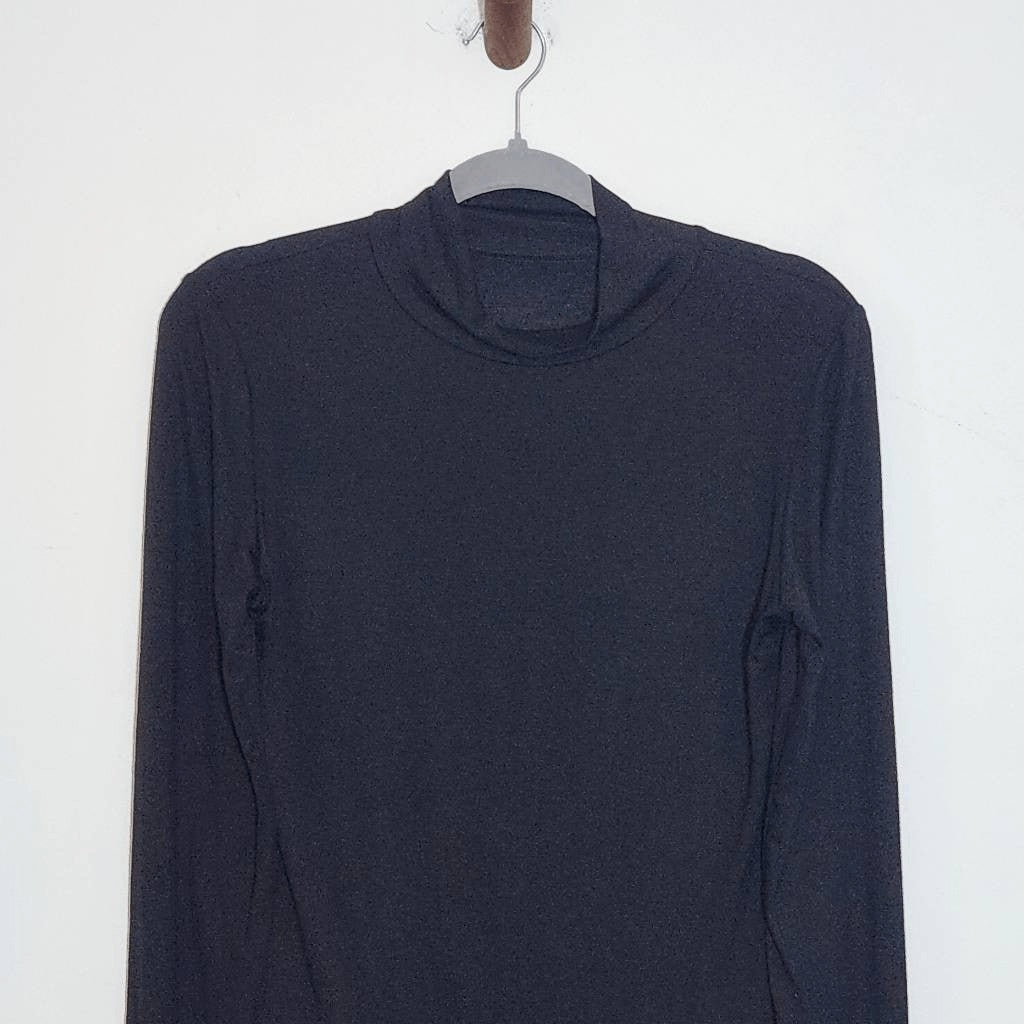 Mango Pop Black Long Sleeve Turtleneck Bodysuit NWT Size Large Black Bodysuit