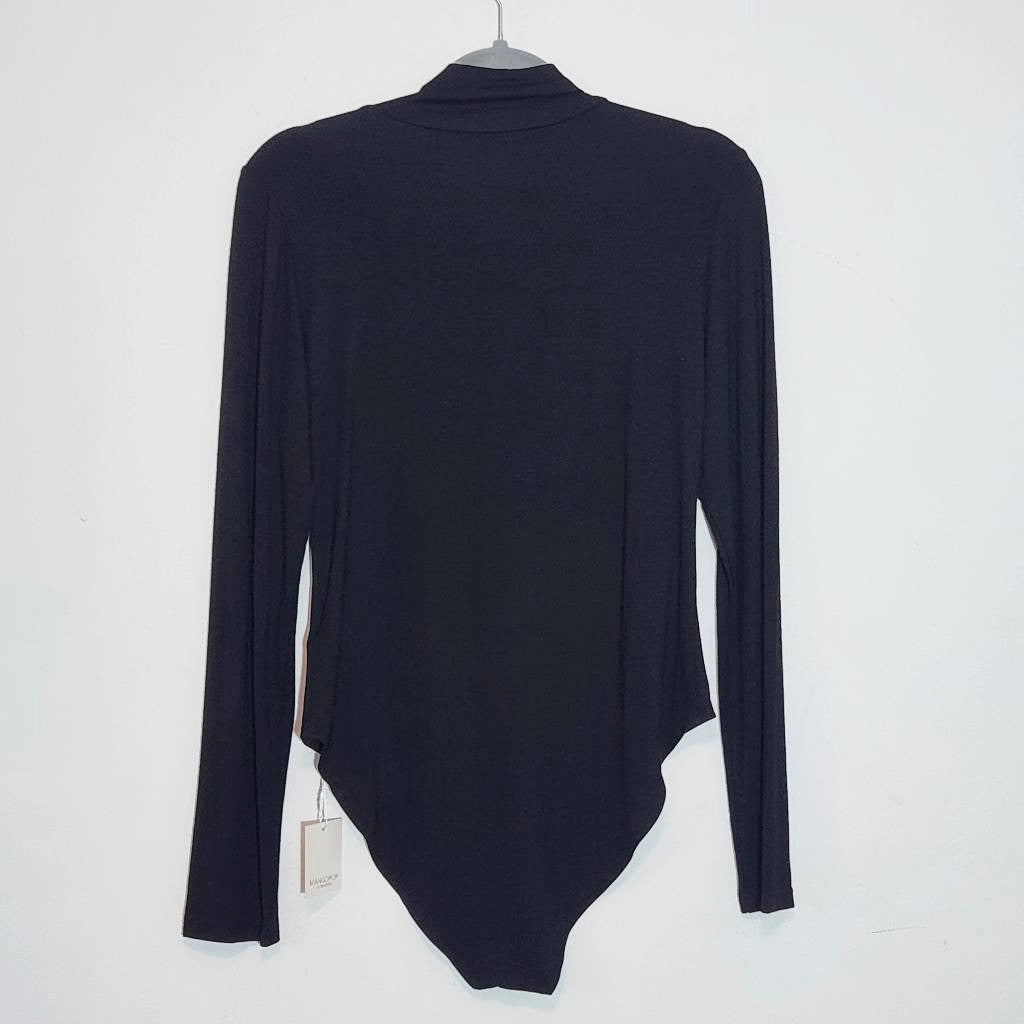 Mango Pop Black Long Sleeve Turtleneck Bodysuit NWT Size Large Black Bodysuit
